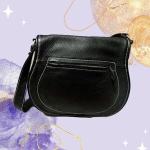 Tote Le Monde Vintage Leather Shoulder Saddle Bag, Made in Bolivia, Black
